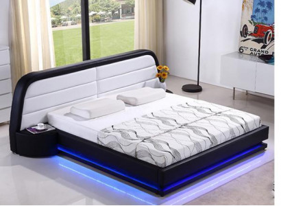 Modern Holzbett Bettrahmen Bettgestelle mit Lattenrost Doppelbett LED 269cm